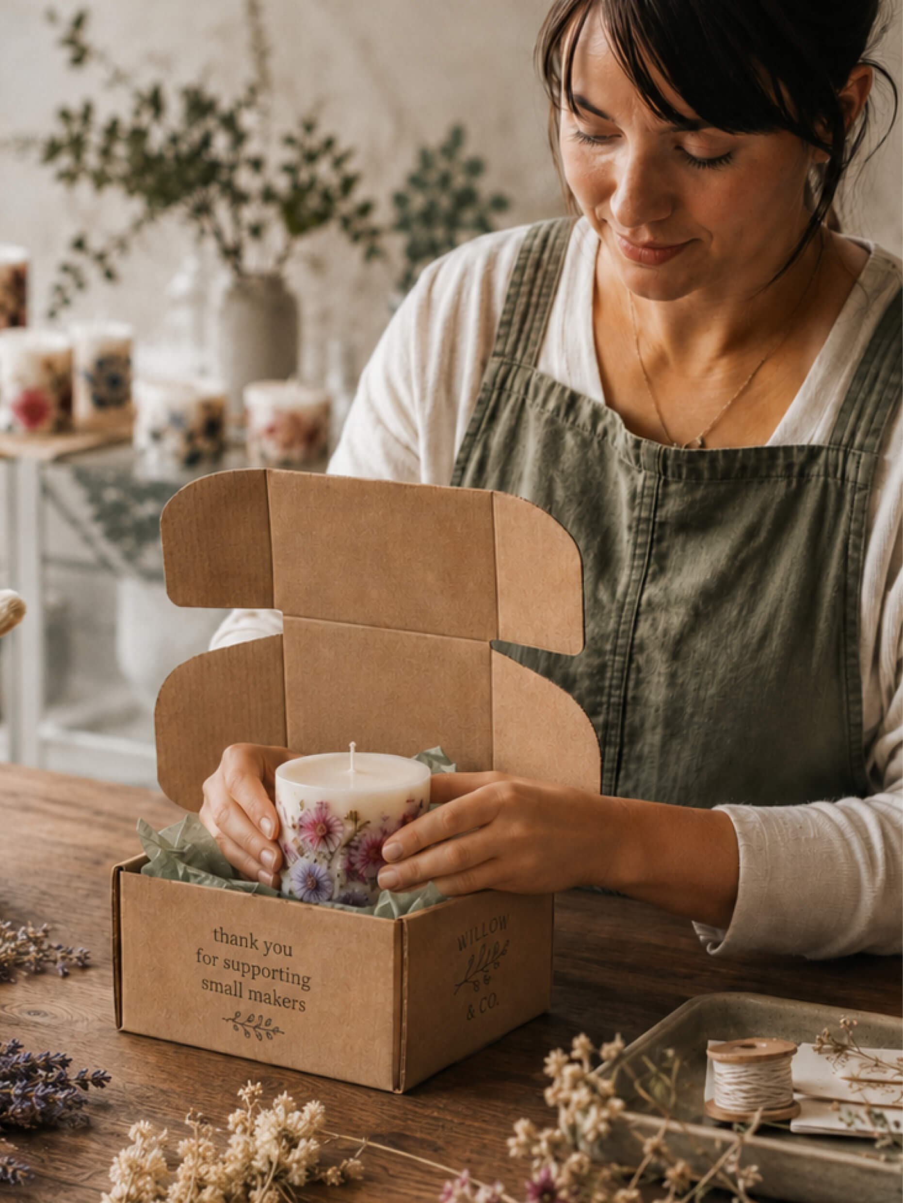 Candle maker corrugated postal box