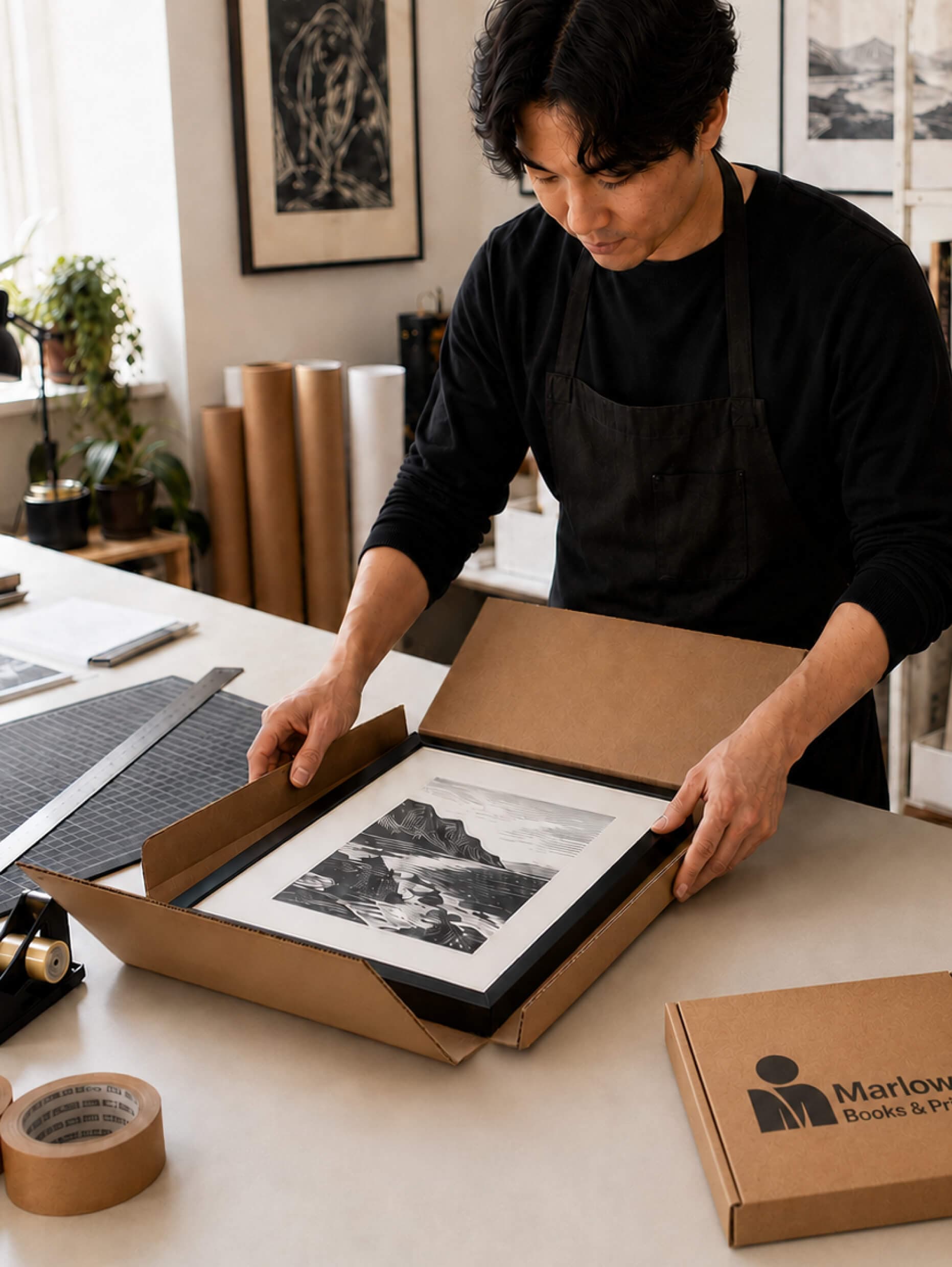 Framed artwork corrugated mailer